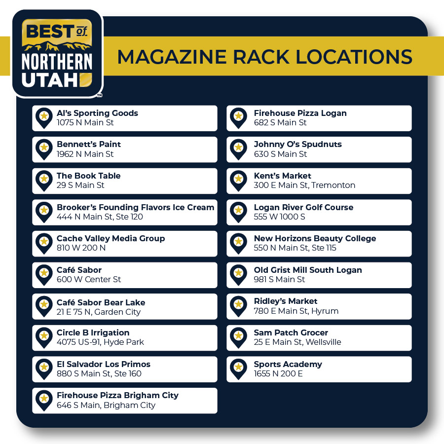 Magazine Locations for Best of Nothern Utah Magazine